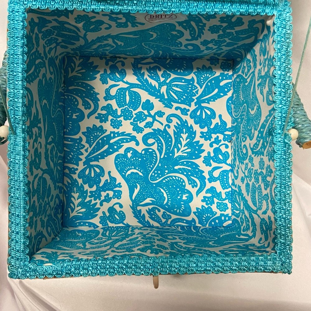 Vintage Dritz Wicker Wood Sewing Basket w/Handle