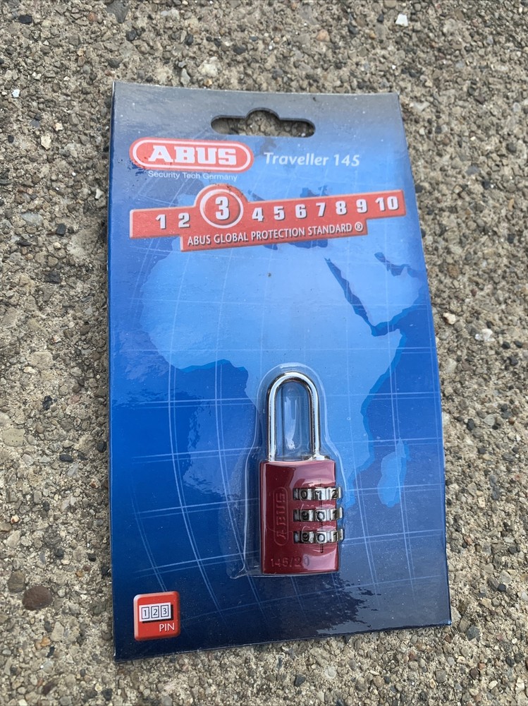 Abus 145/20 Red Combination Padlock,Side,Red