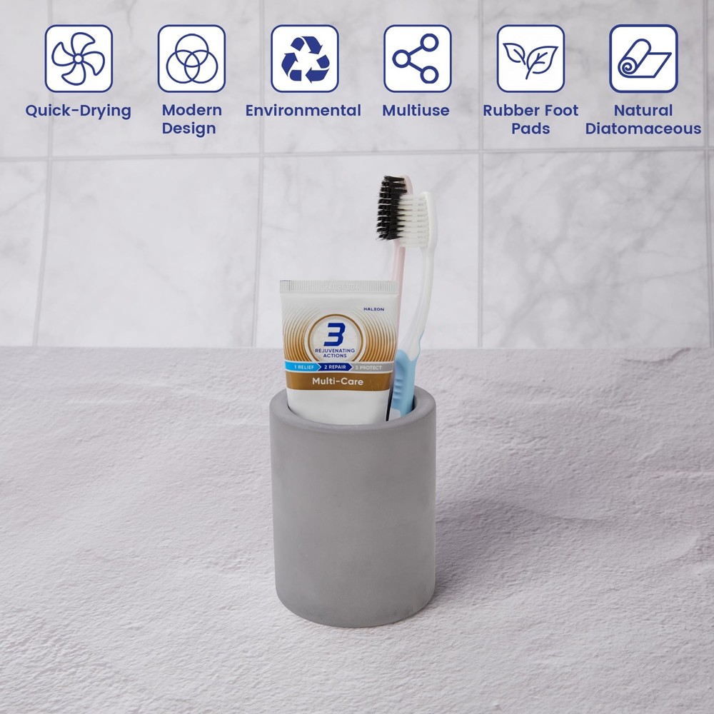 Drying Stone Toothbrush Holder, Diatomite Holders for Dark Grey