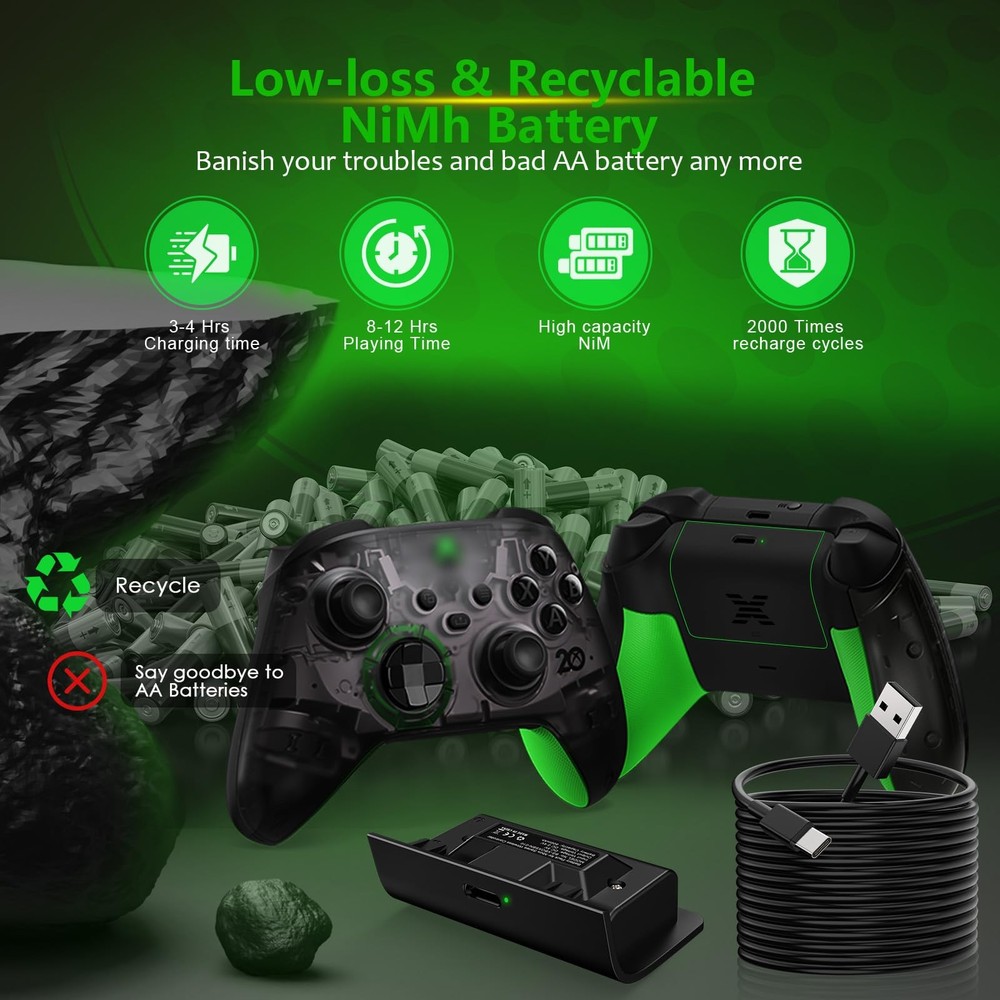 Controller Battery Pack Compatible with Xbox Series S/X with Type-C Charging ...