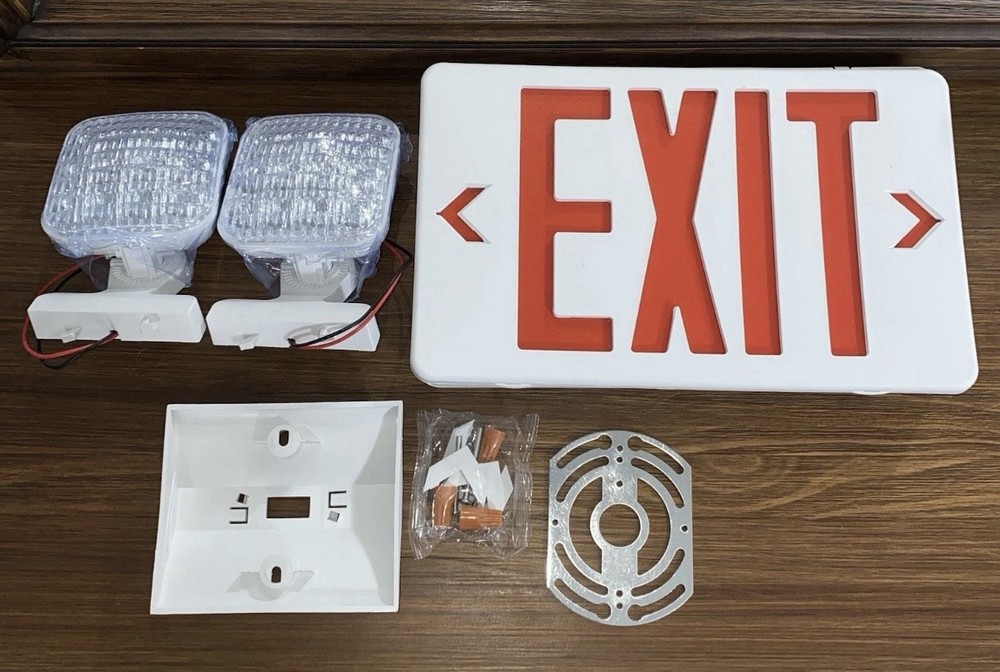 NEW LED Exit Sign With Emergency Lights, Hardware Included, Easy Installation