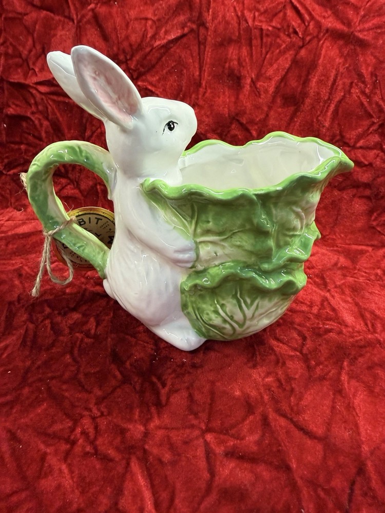 Arlington Designs Easter Bunny Rabbit Cabbage Ceramic Sugar Bowl /creamer New
