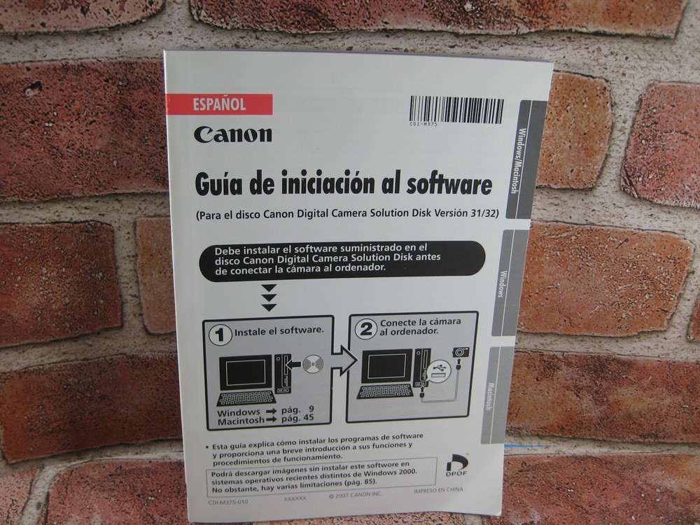 Canon Software Starter Guide (Disk Ver.31/32) (2 languages E,S) 2007