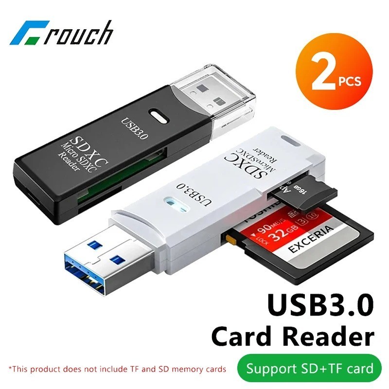 2PCS USB 3.0 Card Reader Micro SD TF Memory Adapter Flash Drive for Laptop PC
