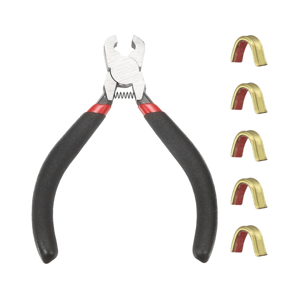 Bow String Nocking Points Set, 5 Pcs Red Brass Nocking Points and 1 Pliers