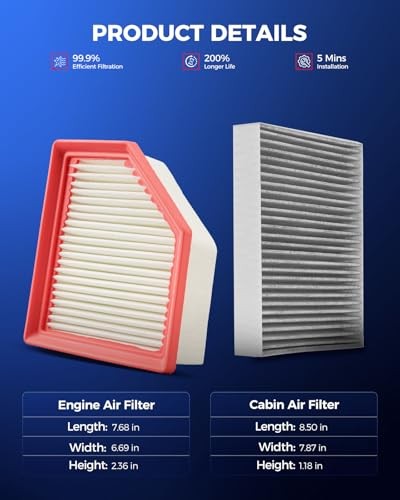 Engine & Cabin Air Filter Kit, Replacement for Mitsubishi CA12967 & CF10140