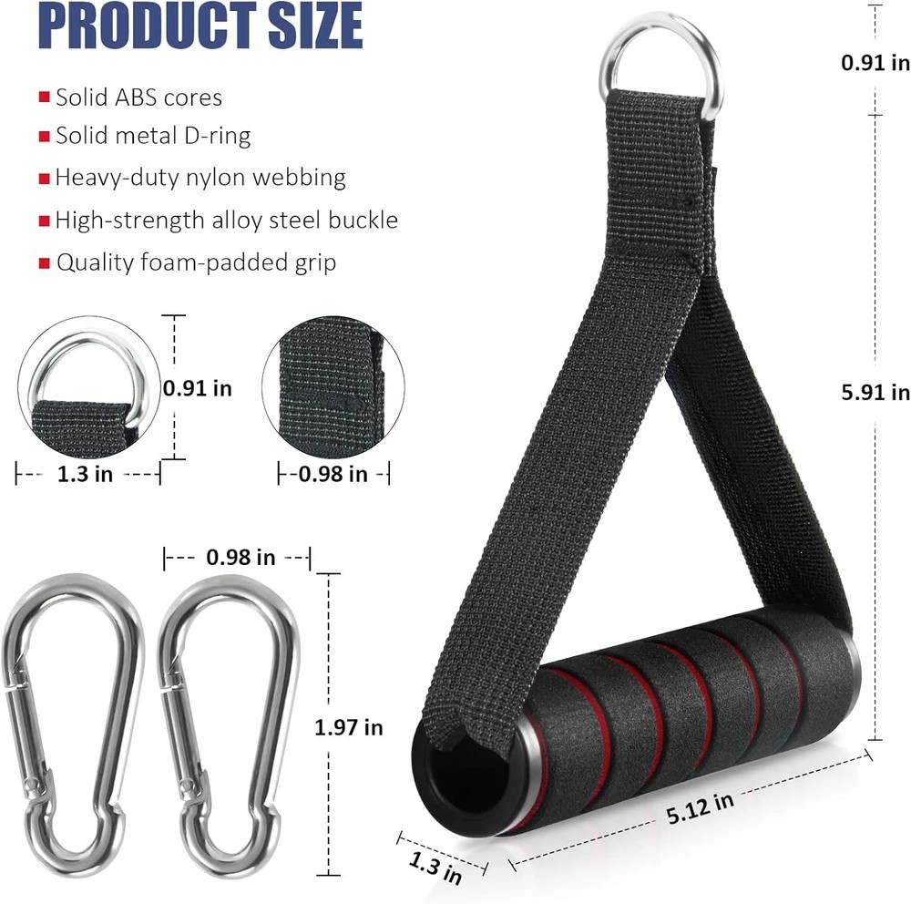 2 Pack Exercise Handles, Gym Handle Equipment for Cable Machine Attachments