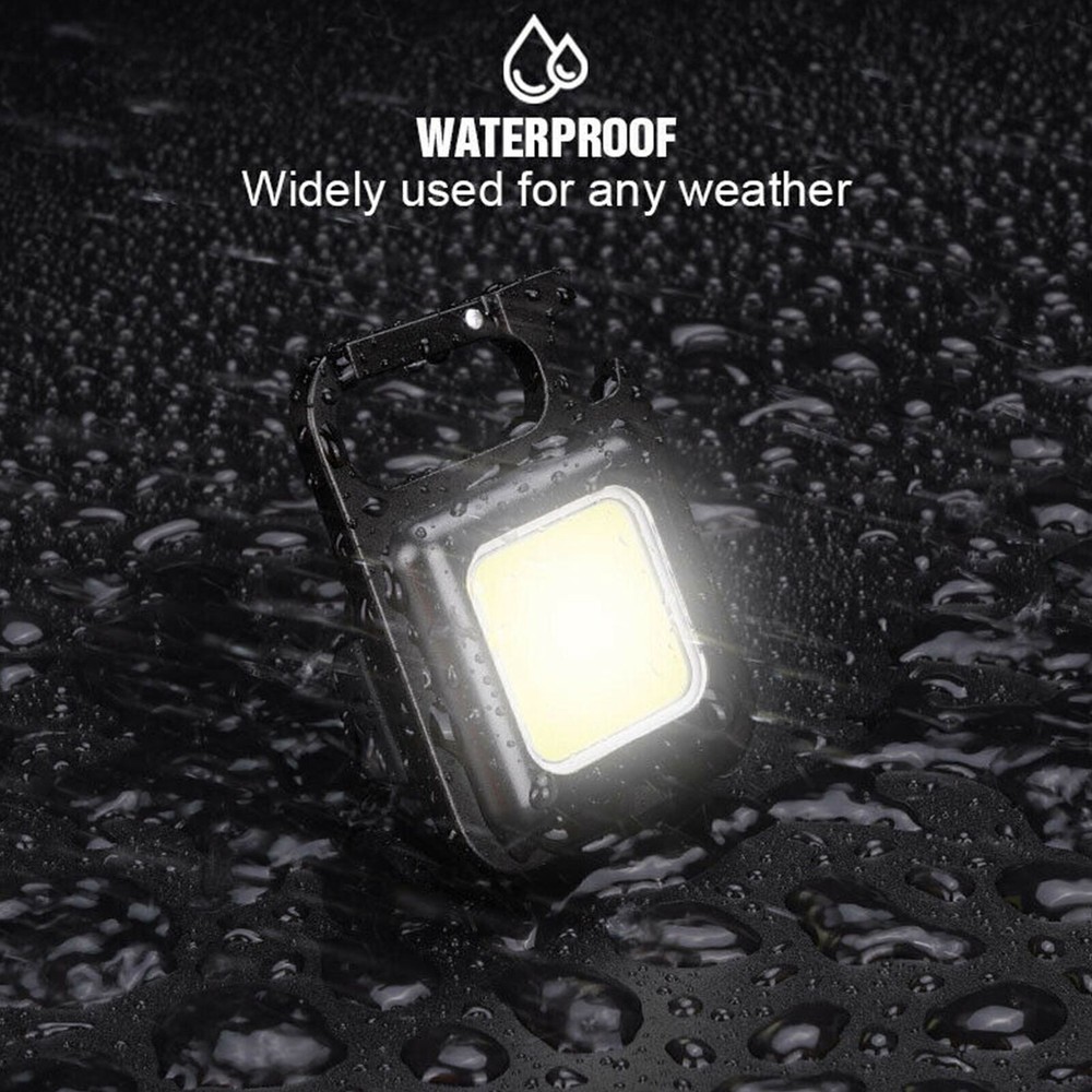 COB Mini Flashlight Portable Keychain LED Work Light USB Rechargeable Waterproof