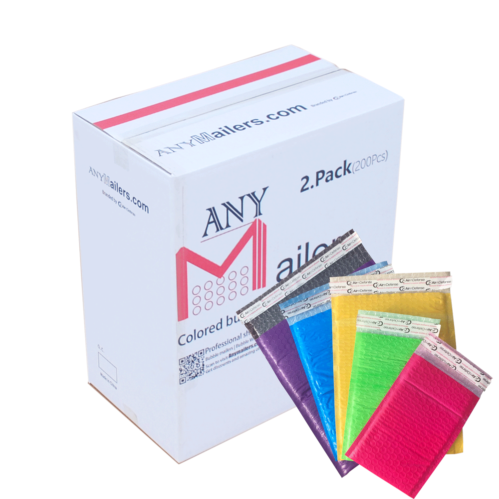AirnDefense #2 8.5x12" Colored Poly Bubble Mailers Shipping Padded Envelopes