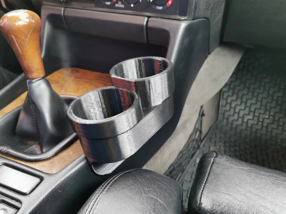 BMW e34, e32 Dual Cup Holder 3D Printed PETG Material High Resist Front Storage