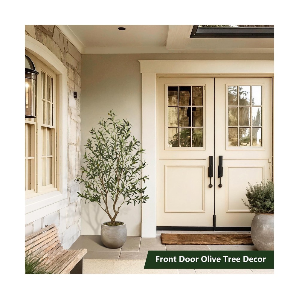 Olive Trees Artificial Indoor 5FT Tall, Faux Olive Tree with Black Basic Plan...