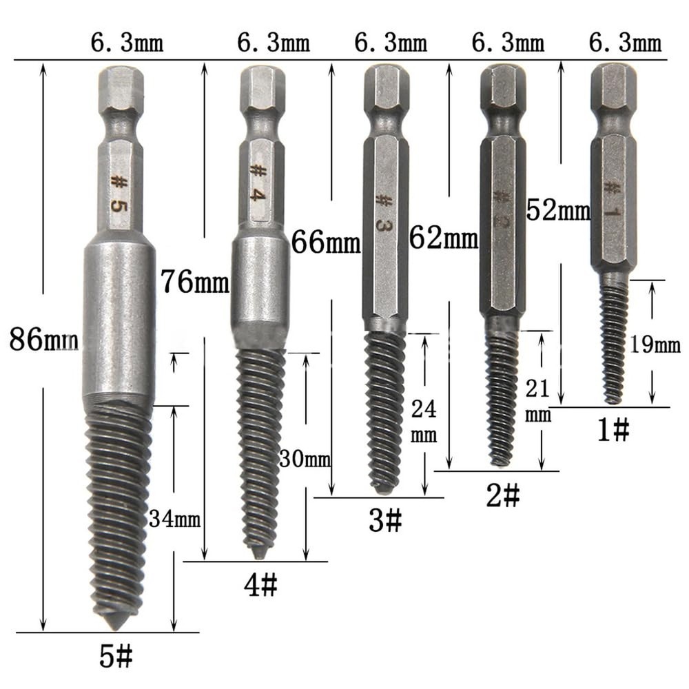 10Pcs Broken Screw Extractor Set, Stripped Screw Extractor Drill Bit Kit 1/4 ...