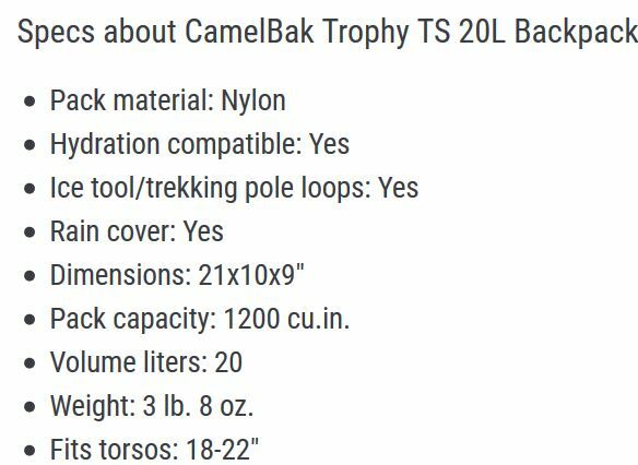 NEW $149 CamelBak Trophy TS 20L Backpack