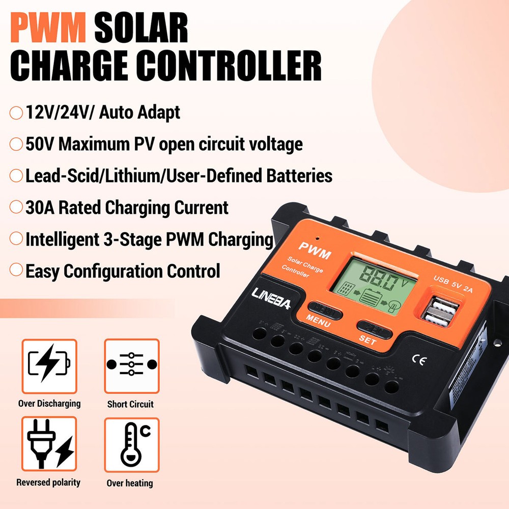 100W Watt Mono Solar Panel Controller 12V Charging RV Camping Home Off-Grid Boat