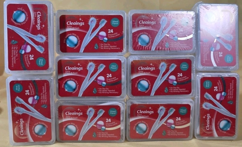 10 Pack Mini Brushes-Disposable Toothbrushes with Cleaning Beads Mint Toothpaste