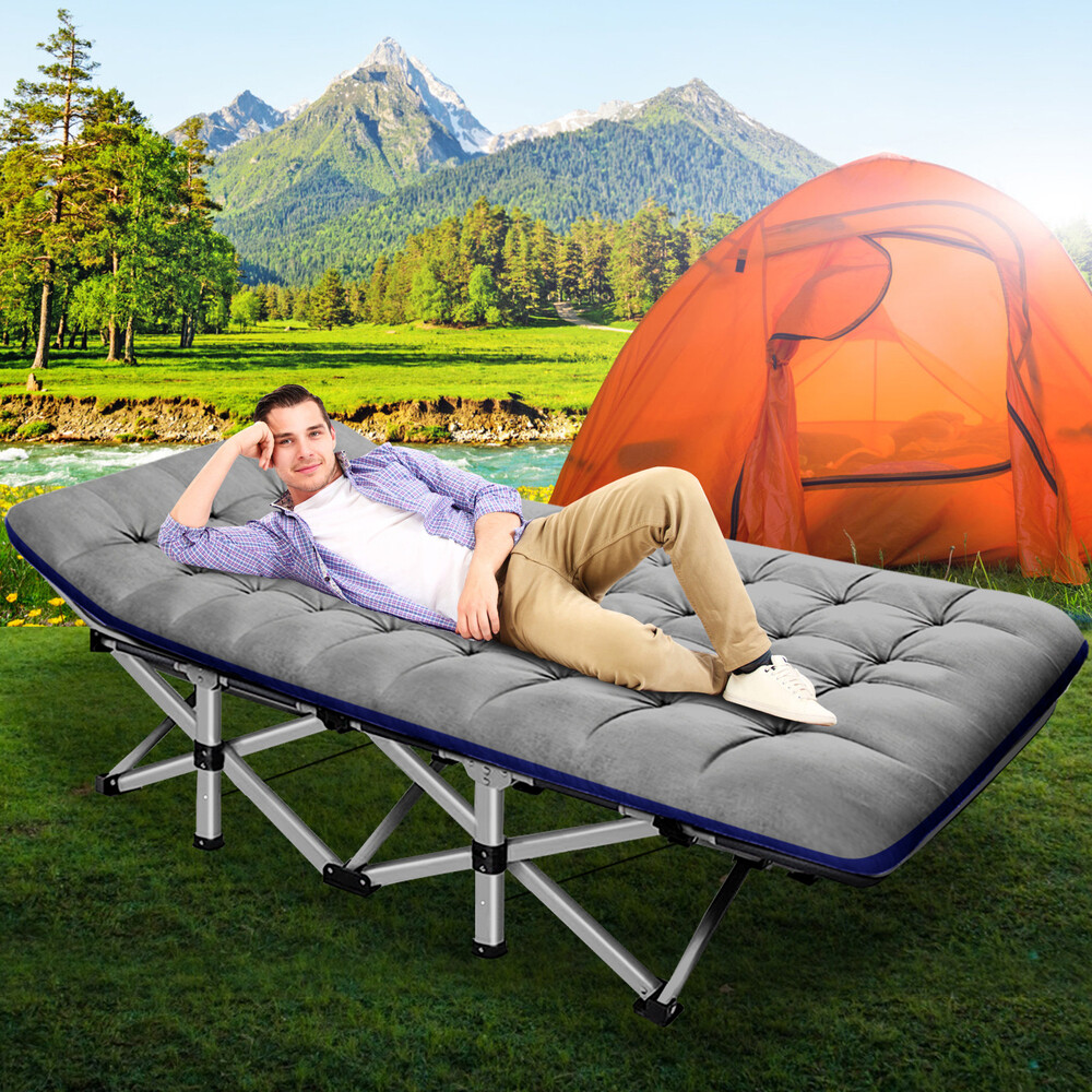 Camping Cot for Adults with Cushion Comfortable, Tent Folding Cot Support 500 lb