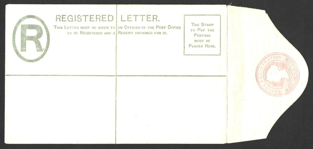 CEYLON QV TEN CENTS REGISTERED LETTER UNUSED