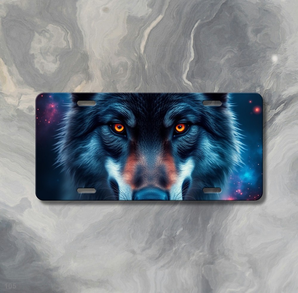 Hyperrealistic Wolf License Plate Your Text Vanity Plate Unique Gift