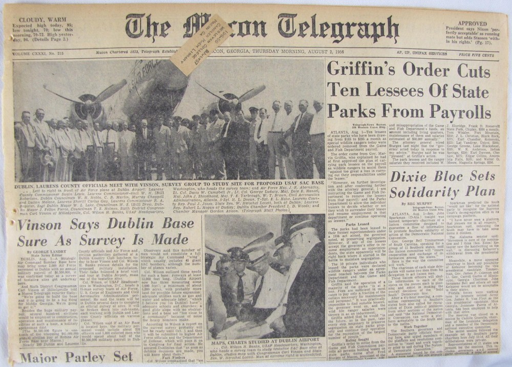 Vintage 1956 USAF SAC Strategic Air Command GA Base Proposal Newspaper