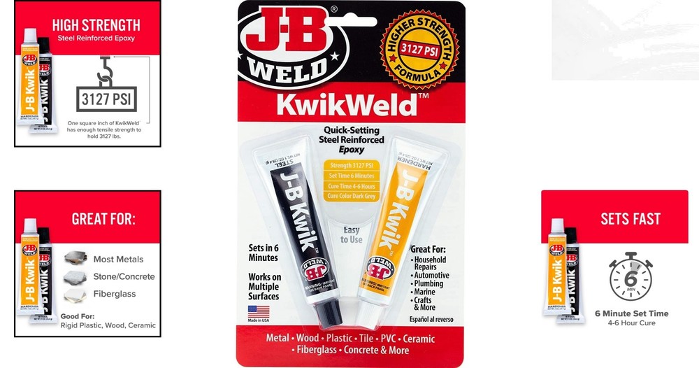 2 oz KwikWeld Quick-Setting Epoxy for Metal & Plastic - Durable and Waterproof