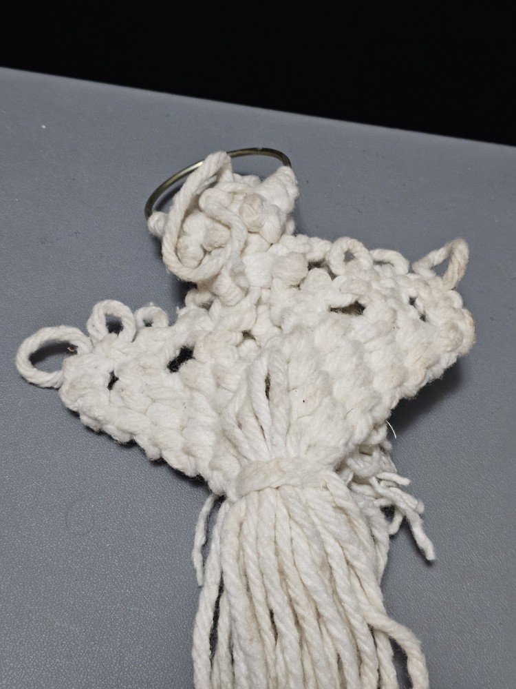 Handmade White Macrame Angel Wall Hanging With Bells