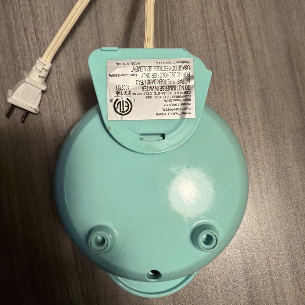 Nostalgia Mini Waffle Maker Blue College Dorm School