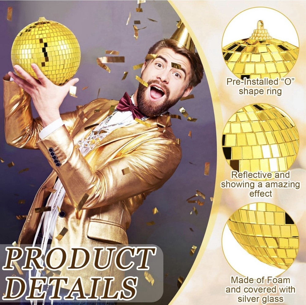 12 Pack Large Gold Disco Mirror Ball