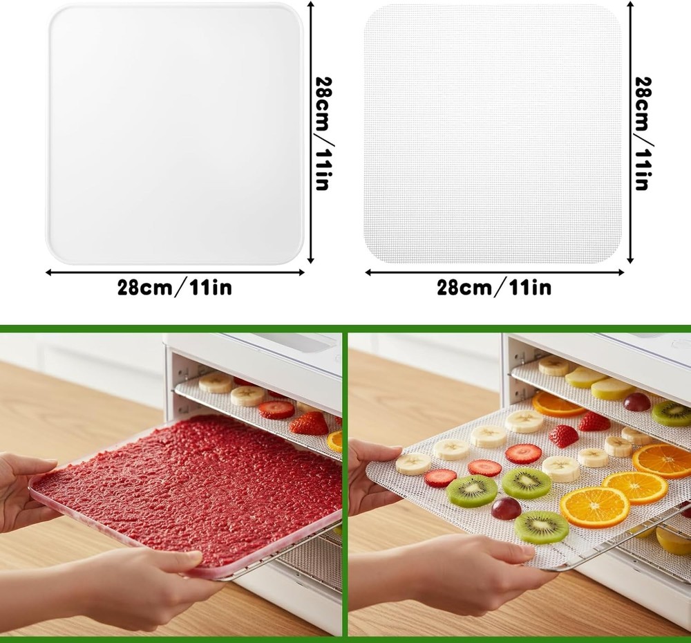 4 PCS Silicone Dehydrator Sheets, Dehydrator Sheets with Edge Dehydrators Trays