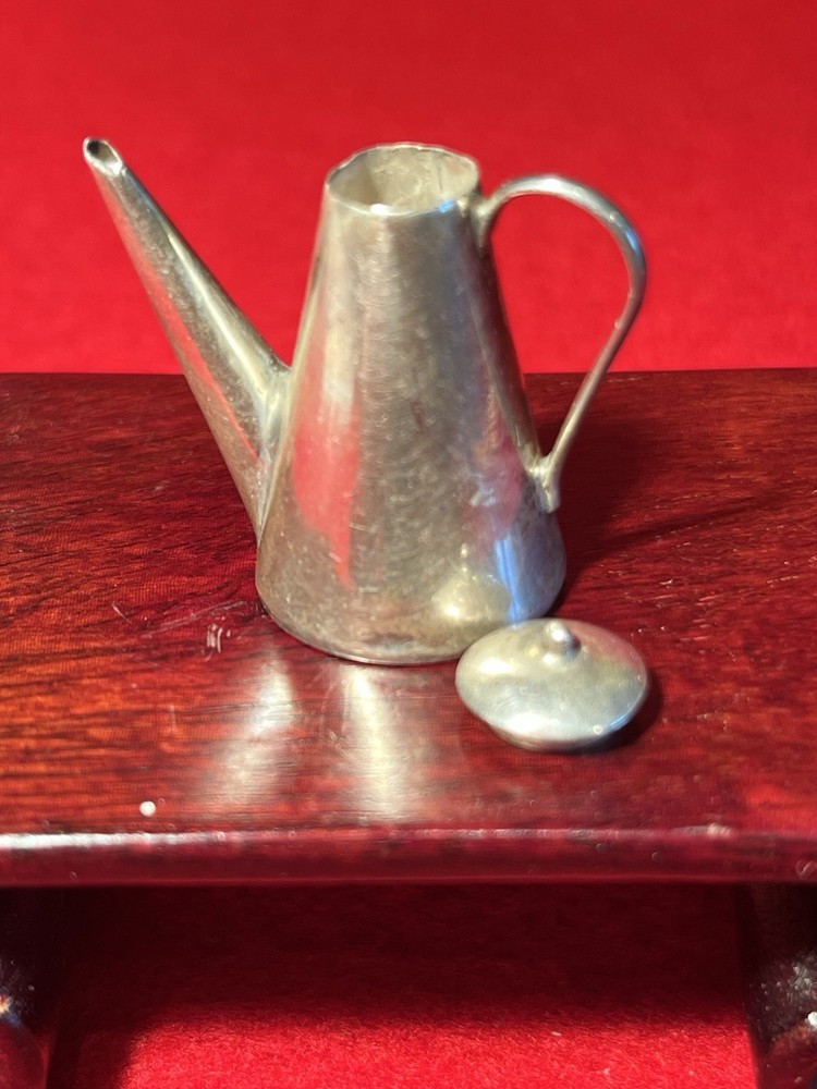 silver miniature Peruvian coffee pot removable lid marked 925