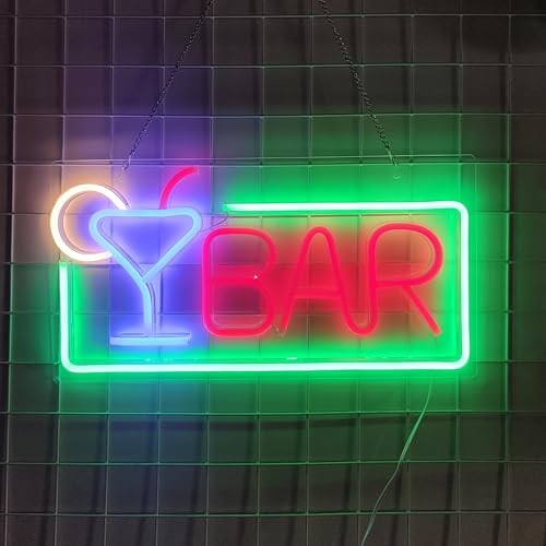 BAR Neon Sign - USB Interface with Switch - Decorations for Red+Green