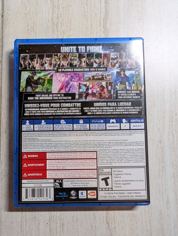 NO GAME Jump Force PlayStation 4 PS4 Case