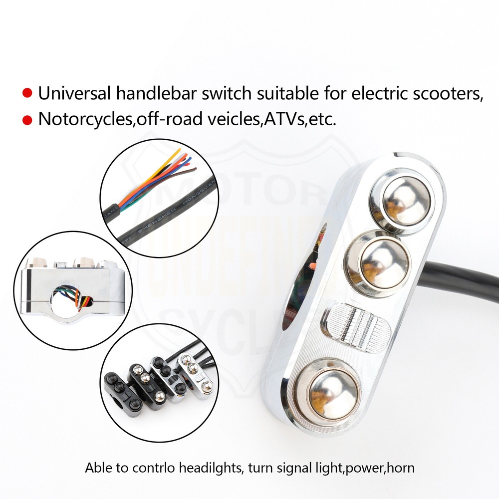 25 1" Motorcycle Handlebar Electrical Control Switch for Horn Turn Signal Start
