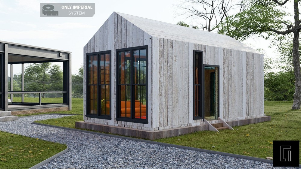 Modern A-Frame Cabin House Architectural Plan 400SF , DIY Tiny House Plan