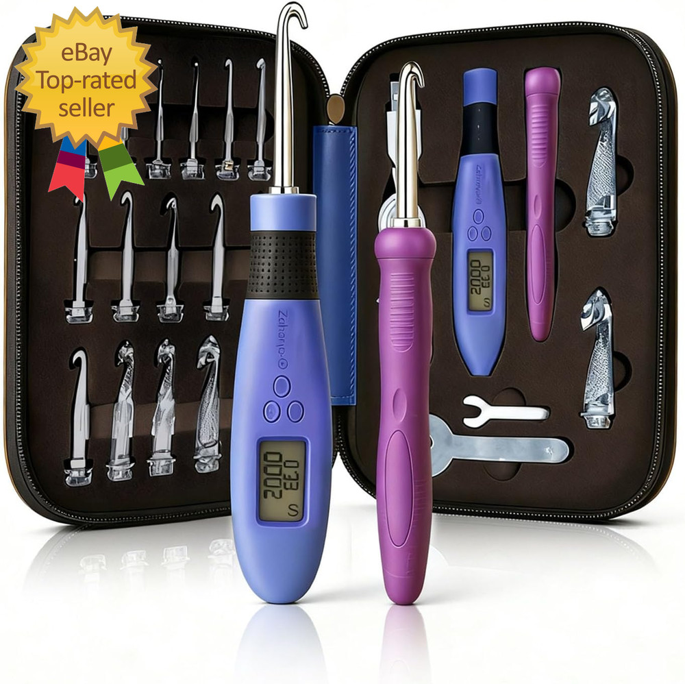 Crochet Hook with 18 Different Size for Stitch Row Counter Light Interchangeable