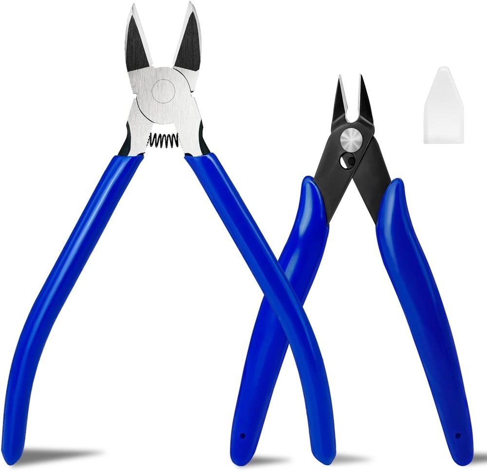 2 Pack Wire Cutters Set, 6" and 5" Ultra Sharp Flush 5"+ 6", Blue