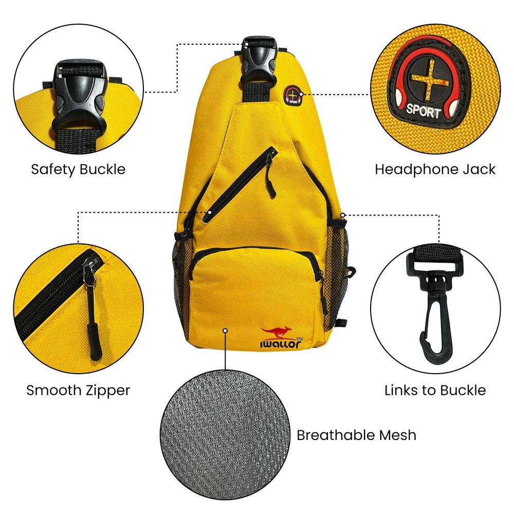 IWALLOR Dual Strap woman Yellow Sling Back Pack