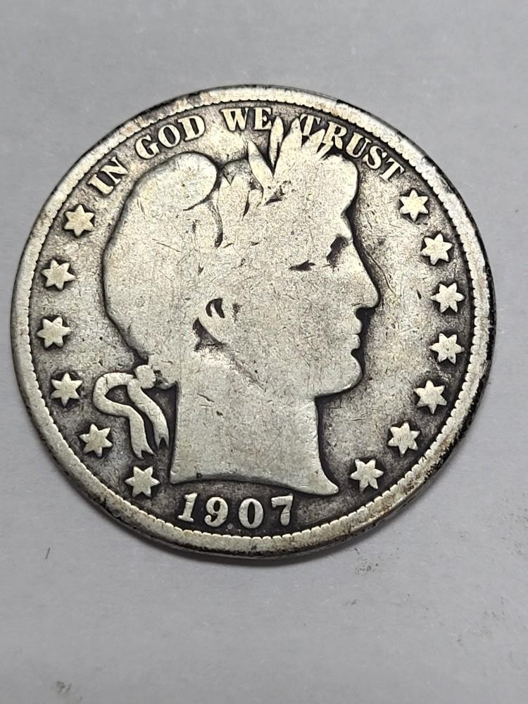 1907 O Barber Half Dollar NICE USED COIN !!