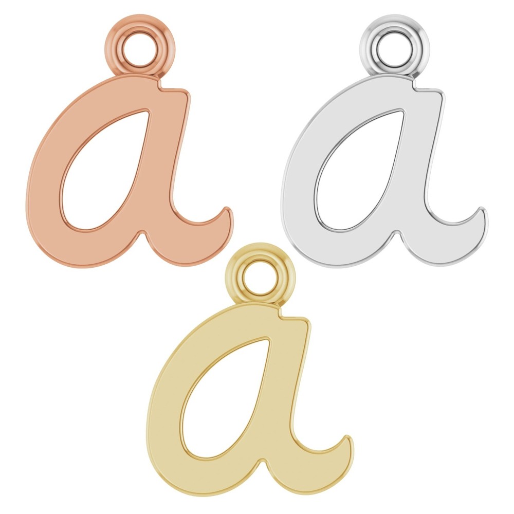 10K 14K 18K Gold, Platinum & Silver Script Initial A Dangle
