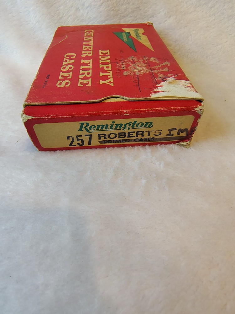 Remington Empty Cardboard Ammo Box, 257 Roberts primed cases