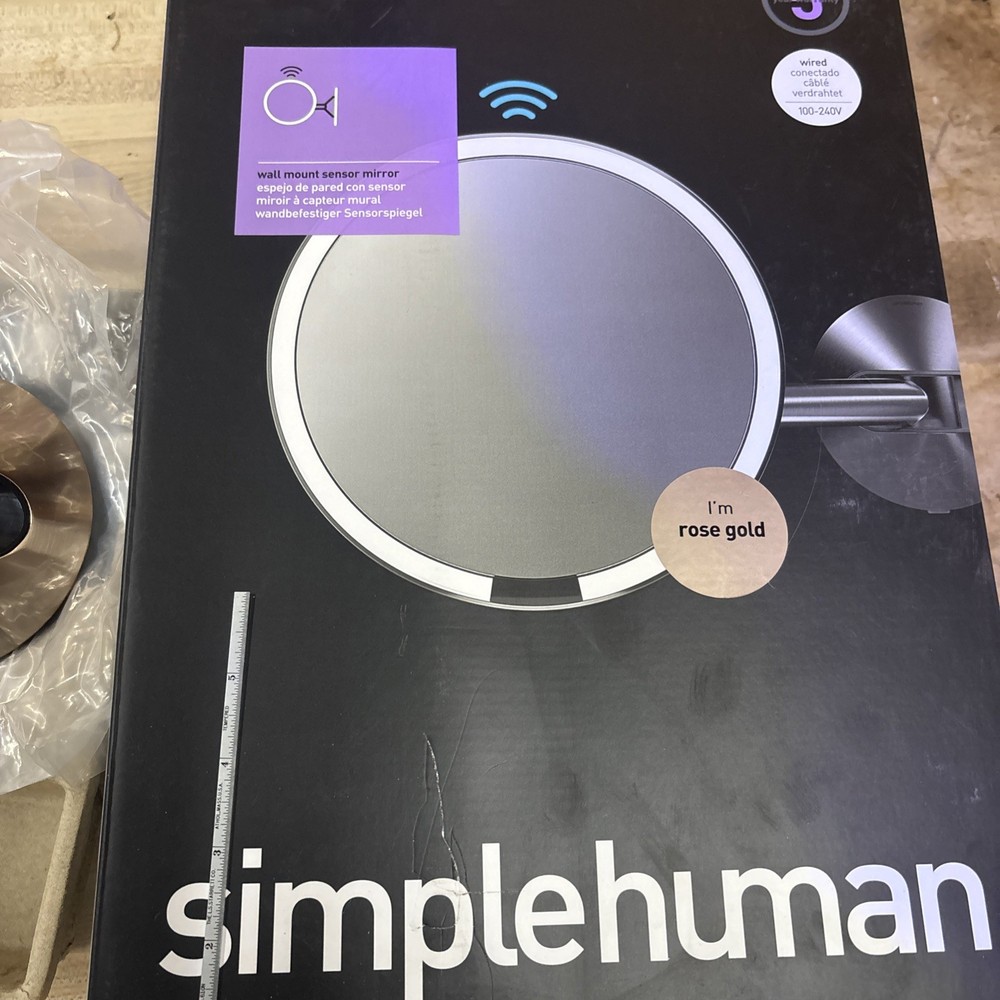 Simplehuman Rose Gold  8” wall mount Mirror Brand NIB Small Scratch on Back