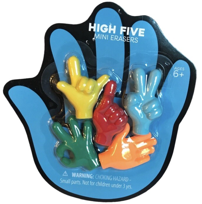 5 Piece High Five and Sign Language “Be Kind” Mini Erasers