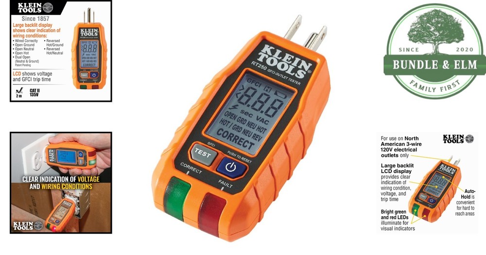 GFCI Tester with Clear LCD Readout for Quick Electrical Troubleshooting