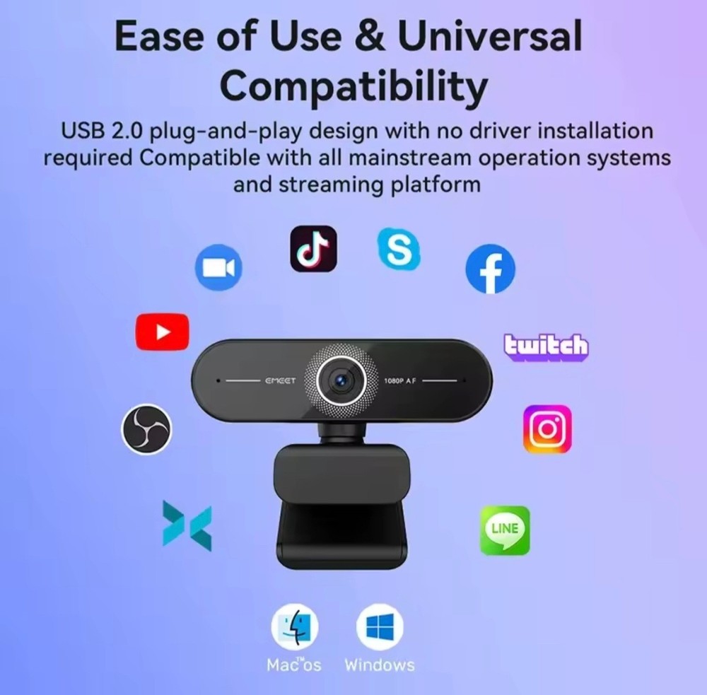 Webcam 1440P/4K Web Camera 1080P C60E Autofocus USB Computer Camera for Life