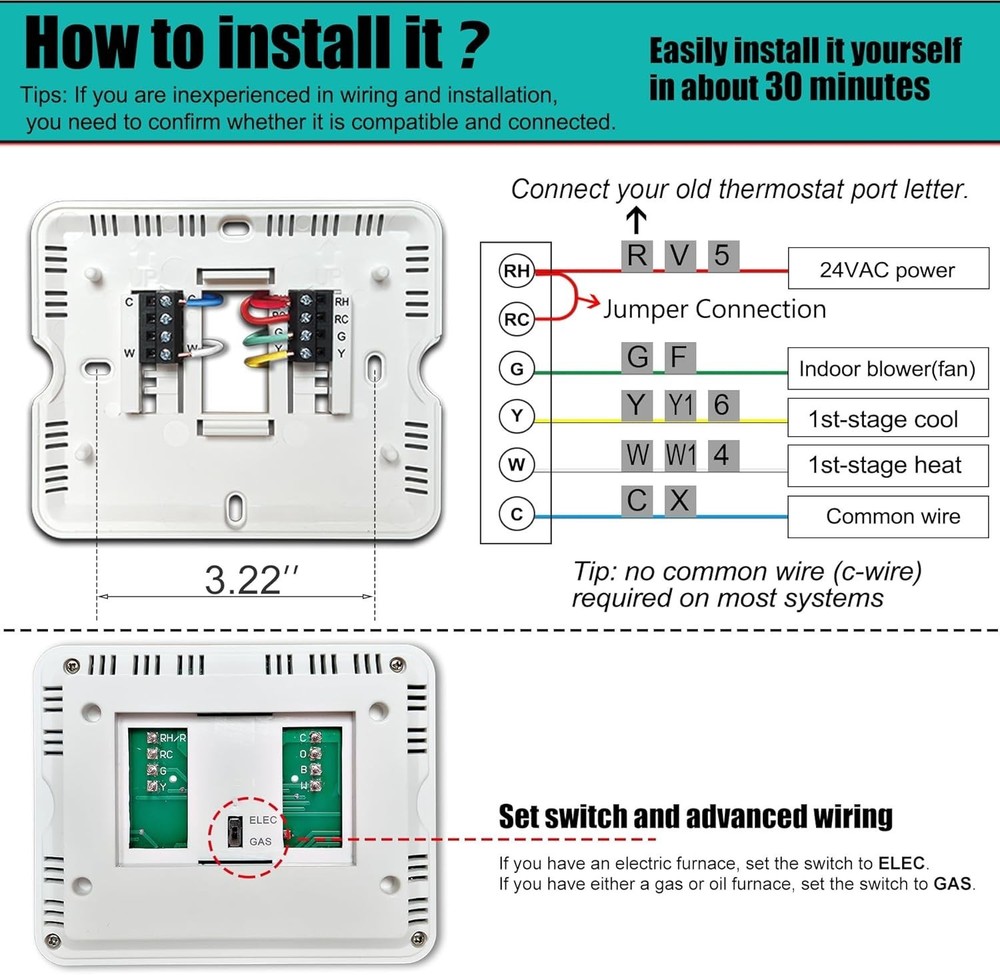 User-Friendly Non-Programmable Thermostat for Single-Stage Heating & Cooling