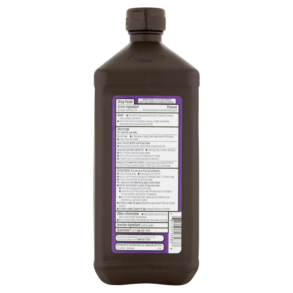 Equate 3% Hydrogen Peroxide Liquid USP Antiseptic, 32 fl oz