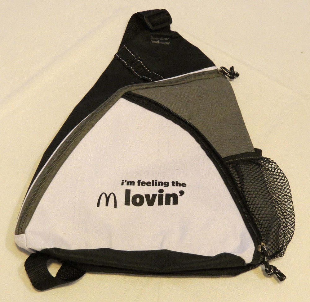 McDonalds black white grey backpack shoulder pack I'm Feeling the Lovin'