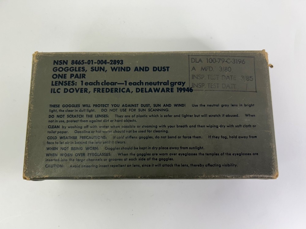 1985 US Military Empty Goggle Box