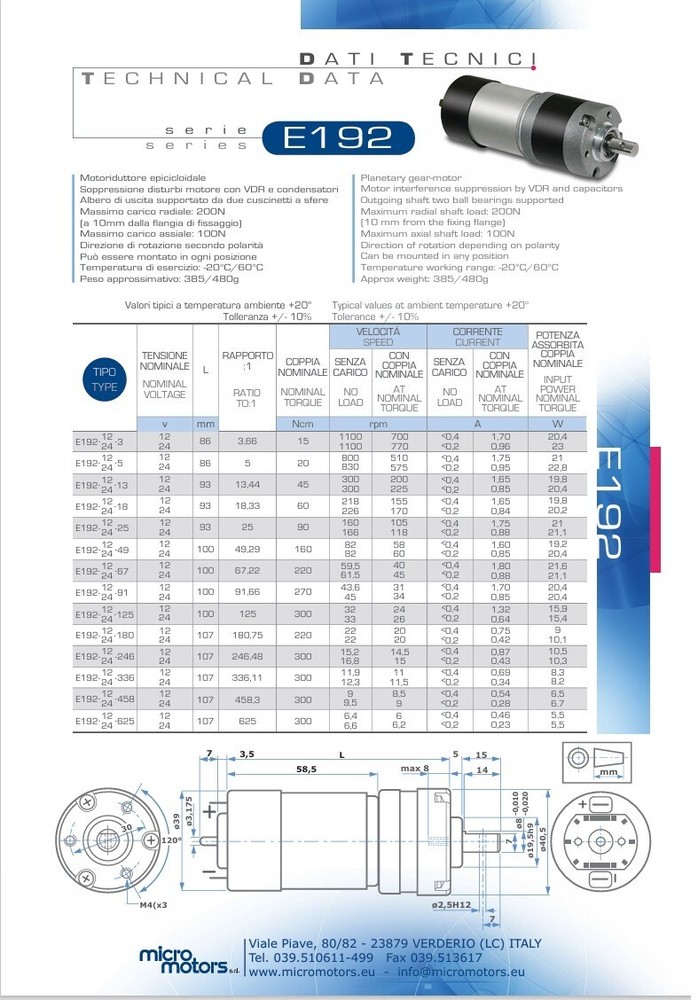 Micromotors E192.12.458 Planetary gear motor