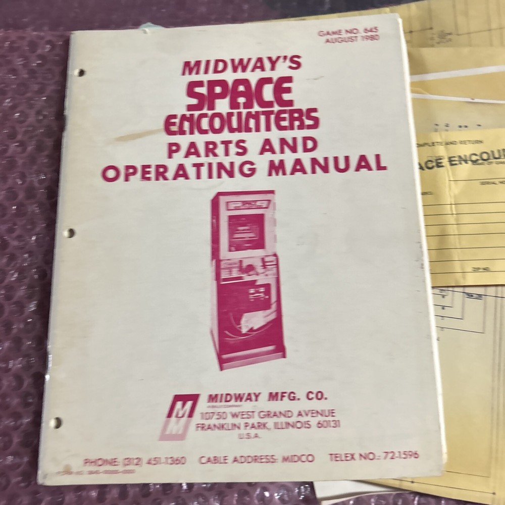 Original Space Encounters, Midway, Set, arcade video game manual