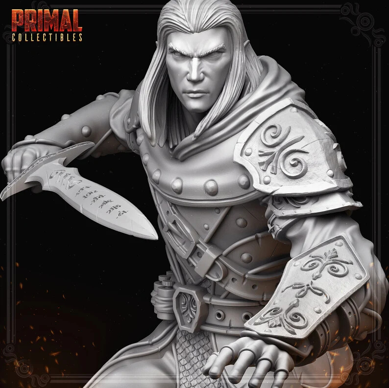 DnD Mini Elf Rogue Fighter Ettrian 32mm Scale TTRPG